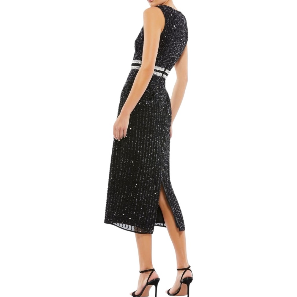 Mac Duggal Gown Black Sequin beaded Sheath women’s size 6 NWT midi dress - Picture 2 of 9